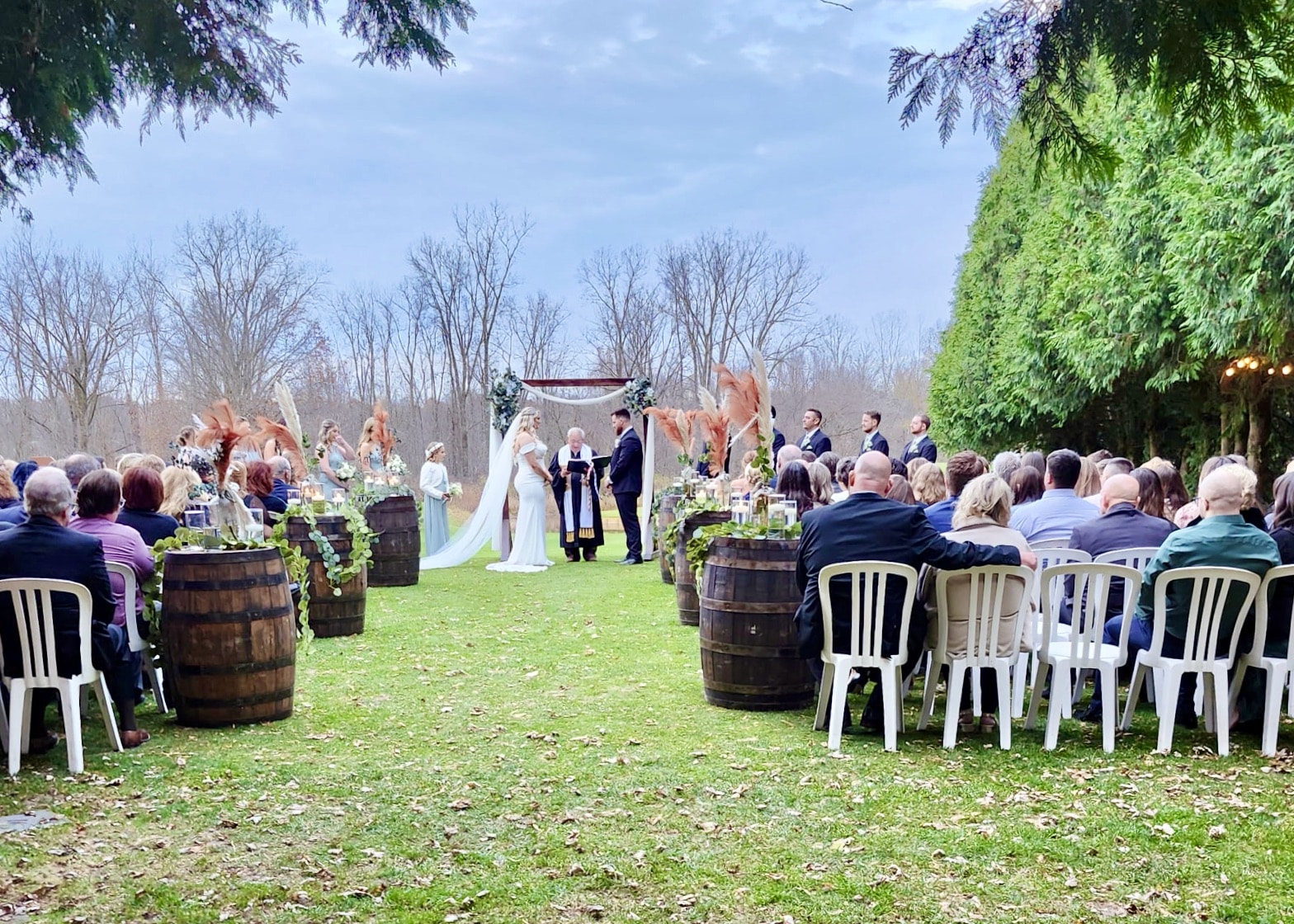Outdoor wedding ceremony venue on a golf course